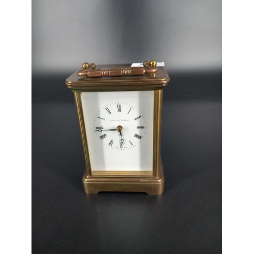 222 - A Mathew Norman 1750 8 day carriage clock with key, paperwork and box (box condition poor) untested