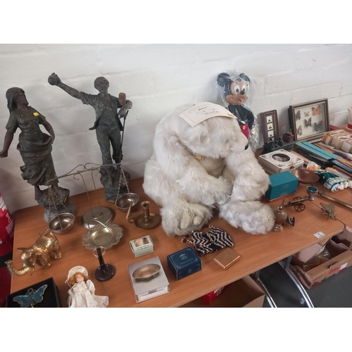 1 - Vintage items including a limited edition 188/400 Rita Swedin Raiffe Gund collector bear, spelter fi... 