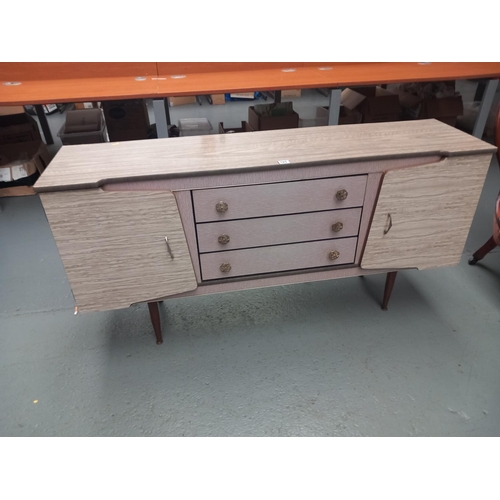 105 - A retro melamine sideboard with wood grain finish