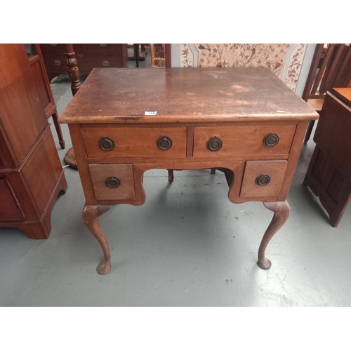 118 - An oak writing desk together with a fire screen (needs attention)