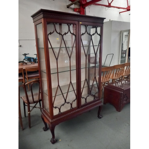 123 - An Edwardian mahogany display china cabinet with glazed doors