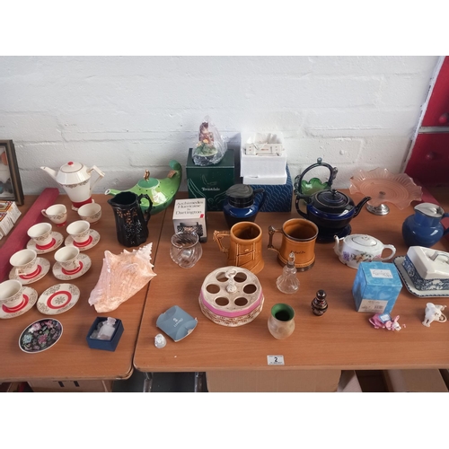 2 - Decorative china to include a part coffee set, dartington bowl, tankards, cha cult teapot, learge se... 