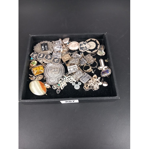 207 - Silver jewellery (including peruvian) lockets, charm bracelet etc weight 300 grams