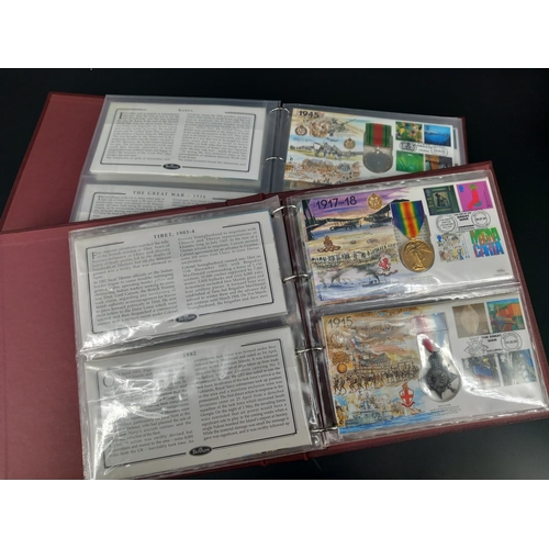 238 - Two Benham albums containing 40 medalic Benham First Day covers commemorating famous battles and med... 