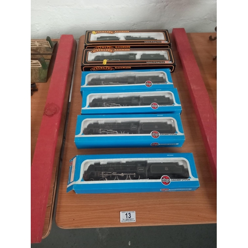 13 - Four OO gauge airfix trains together with two OO gauge mainline railway trains