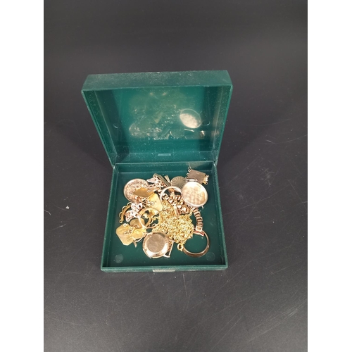 207 - Gold bracelet, chains, locket, cufflinks, scrap gold watch cases etc total gold weight 34grams