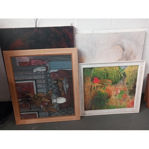 137 - Two unfinished and two framed oil on canvas by by Welsh Artist (Pontypridd) Ronald Herbert John Lawr... 