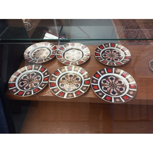 256 - A set of six Royal Crown Derby Imari pattern 1128 side plates (22cm diameter) 1st quality and perfec... 