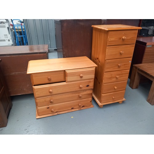 132 - A pine two over three chest of drawers and a pine six drawer chest of drawers

Height 114cm
Width 47... 