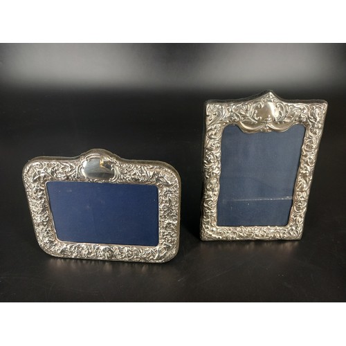 265 - Two ornate hallmarked silver picture frames glass size 12x8cm