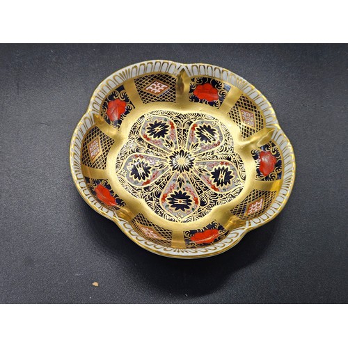 257 - A Royal Crown Derby Imari pattern 1128 trinket dish 12cm diameter 1st quality and perfect condition