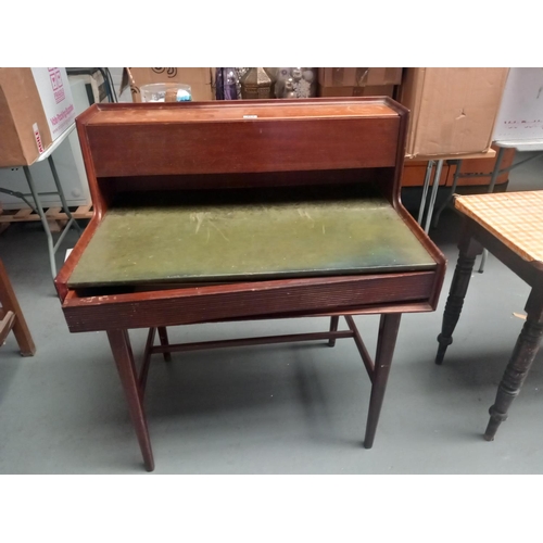 464 - A mid century desk - possibly Richard Hornby (needs attention)

Height 102cm
Width 92cm
Depth 59cm