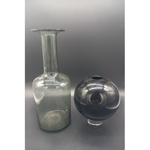 501 - A signed studio vase together with a Gulvase by Holmgaard (12 inches tall)