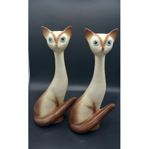 502 - A large pair of mid century Siamese porcelain cats by Sylvac (height 13 inches) perfect condition