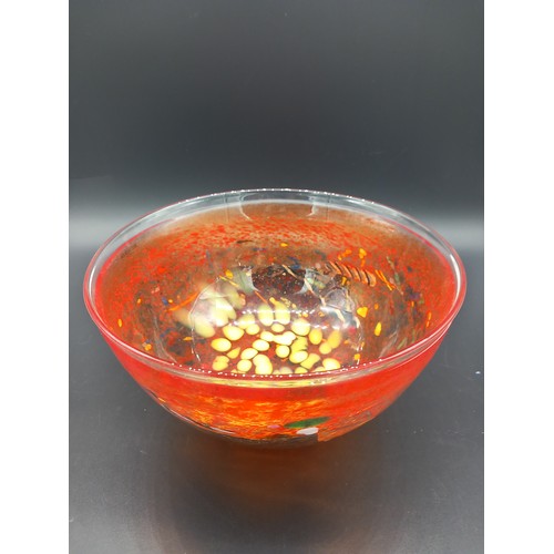 752 - Kosta Boda Artist collection large orange satellite bowl designed by Berhl Vallien Diameter 20.5cm s... 