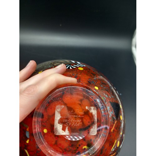 752 - Kosta Boda Artist collection large orange satellite bowl designed by Berhl Vallien Diameter 20.5cm s... 