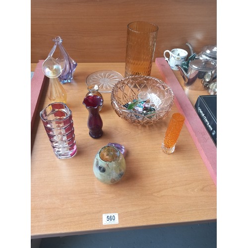 560 - A collection of glassware to include Whitefriars, Mtarfa, Heron, Murano along with a group of glass ... 