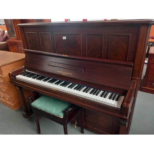 617 - A Squire and Longson London upright piano with piano stool

Height 132cm
Width 140cm
Depth 66cm