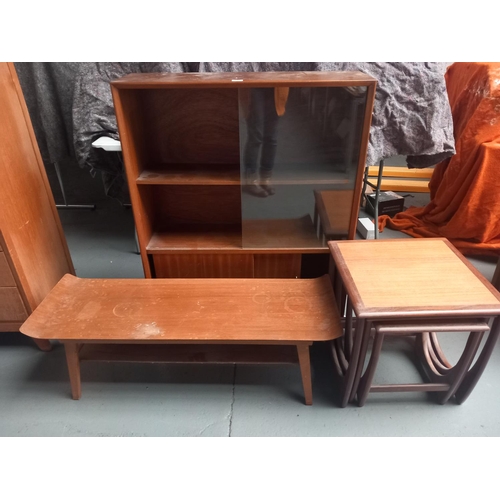 647 - Display cabinet by Herbert Gibbs, mid century coffee table and a G Plan nest of tables