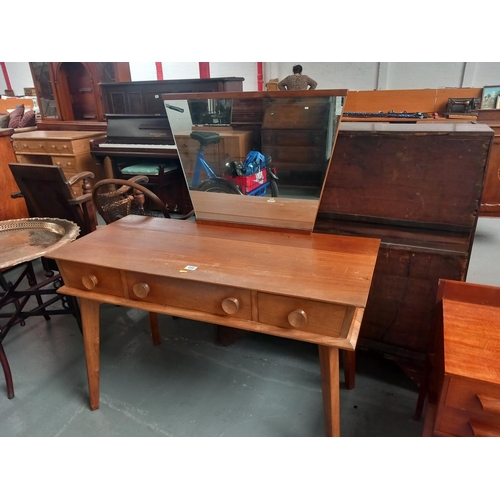 658 - A mid century dressing table (mirror not attached)

Height 124cm
Width 117cm
Depth 50cm