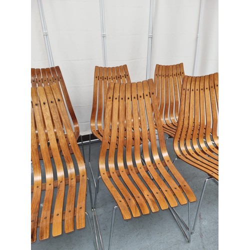 609 - A set of six mid-century modern Hans Brattrud chairs for Hove Möbler. This set of 