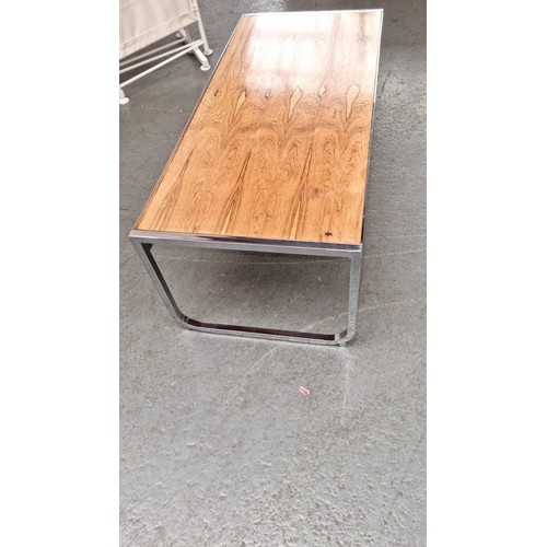 608 - A rosewood and chrome coffee table - believed to be Merrow Associates - mid-century modern