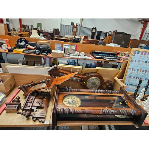 327 - A mahogany cased Vienna regulator wall clock with mirrored side panels together with a banjo baromet... 