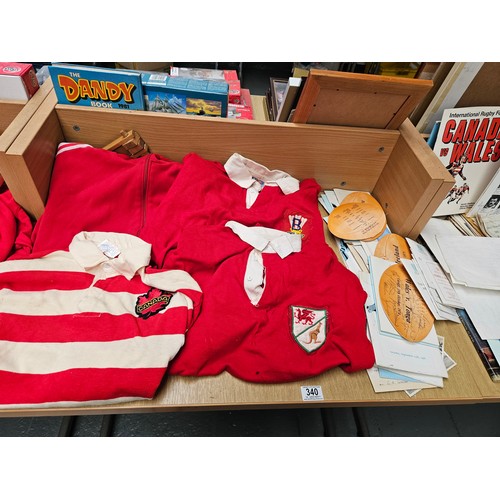 340 - Mostly Welsh related rugby jerseys and ephemera, a lot relating to the 1973 Canada vs Wales tour, to... 