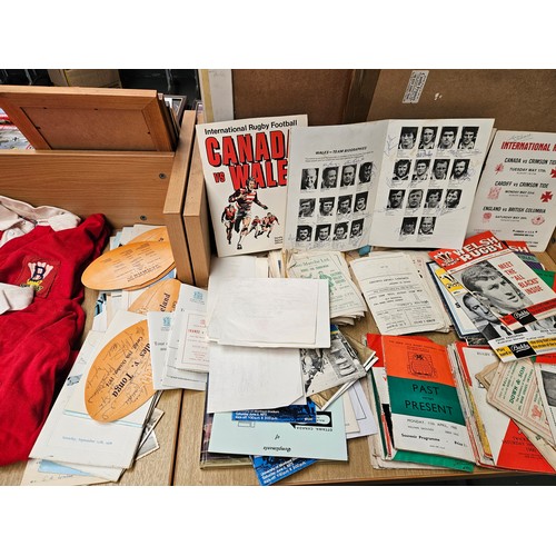 340 - Mostly Welsh related rugby jerseys and ephemera, a lot relating to the 1973 Canada vs Wales tour, to... 