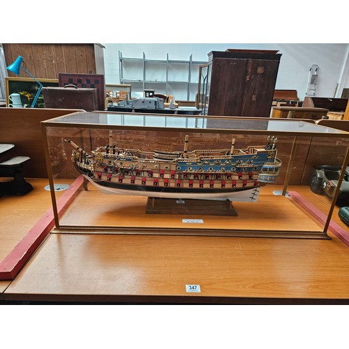 347 - A large cased model of the San Filipe 1690 - Spanish 104-Gun Ship of the Line