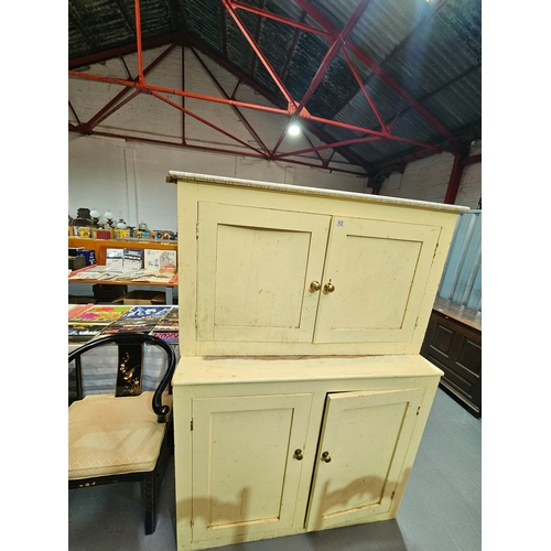 412 - A painted pine kitchen floor standing cabinet and matching wall unit (designed to sit on top of floo... 