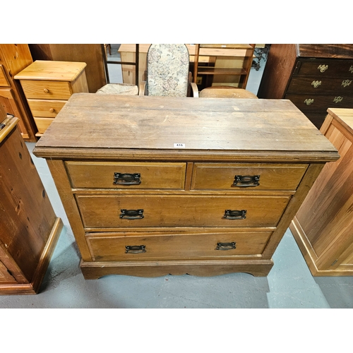 416 - A Victorian pine 2 over 2 chest of drawers 

Depth 45cm, Width 105cm, Height 90cm