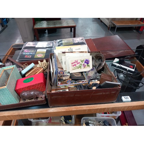 522 - vintage items -  badges, Sony Walkman, coins, postcards etc