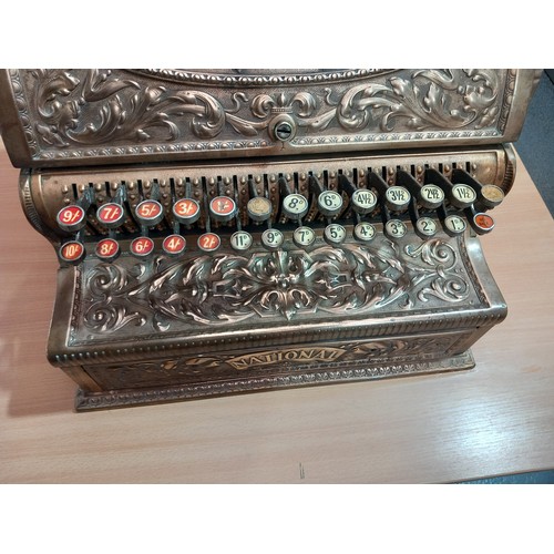 525 - An antique brass National Cash Register Serial Number 178215 model 35 believed to be 1898 - lovely c... 