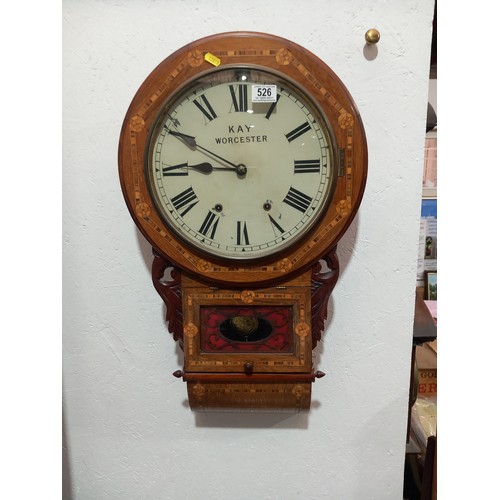 526 - An inlaid drop dial clock - dial marked Kay of Worcester untested