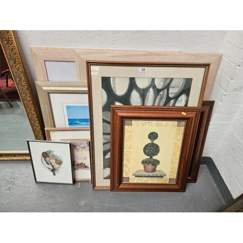 534 - A collection of framed pictures and prints