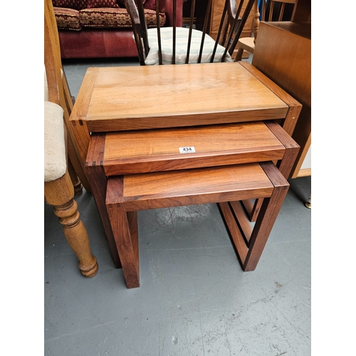 434 - A rosewood Norwegian set of 3 nest of tables