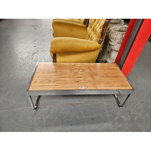 442 - A rosewood and chrome coffee table - believed to be Merrow Associates - mid-century modern