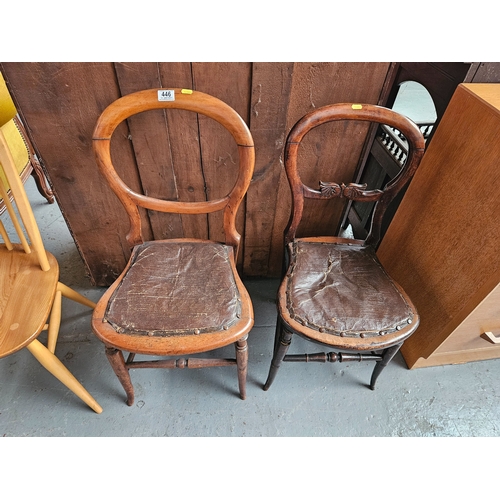 446 - 2 mahogany balloon back style hall chairs