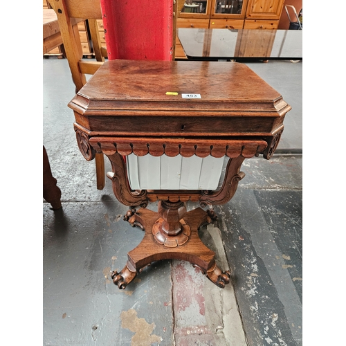 453 - 19th century rosewood sewing table