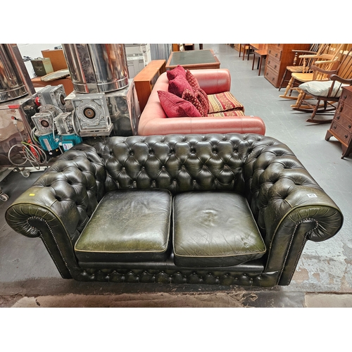 473 - A green leather 2 seater Chesterfield sofa

Dimensions: Height 75cm, Width 160cm, Depth 86cm