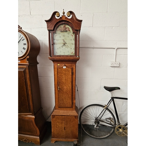 485 - An oak cased 30 hour grandfather clock