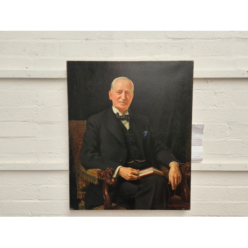 487 - An oil on canvas portrait of Sir William Henry Seager (1862 - 1941) by Margaret Lindsay Williams, a ... 