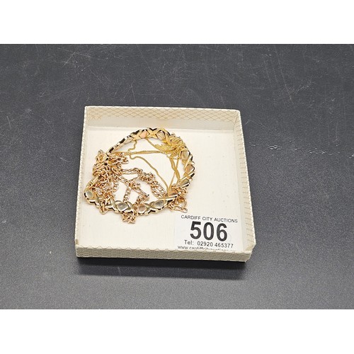 506 - 9k gold chains and a bracelet - combined weight 19.2 grams