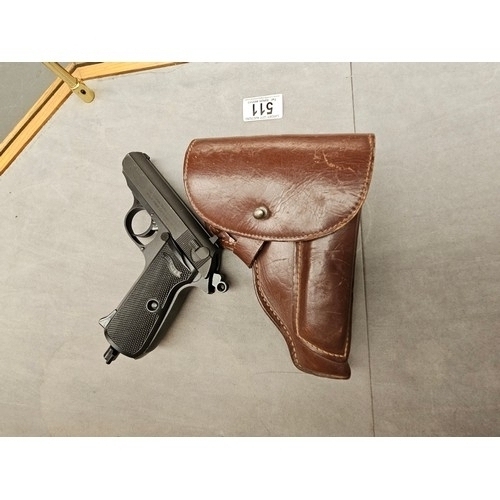 511 - A Walther C02 air pistol .177 BB with leather holster