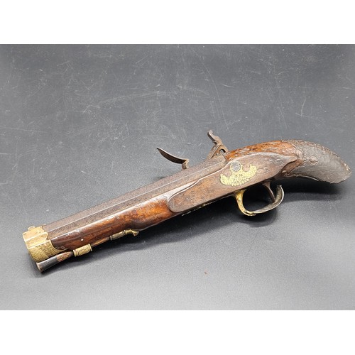 518 - An early Officers French military flintlock pistol - this pistol was found in a house in Newport dur... 