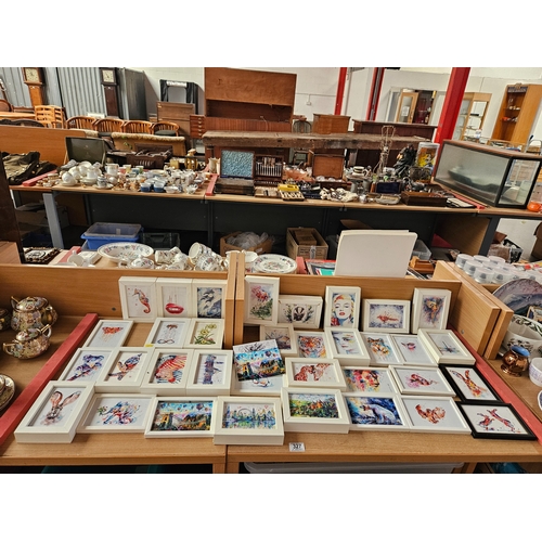 327 - A quantity of small framed prints of animals, British landmarks, etc