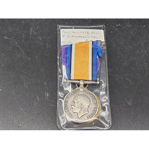 534 - First World War Victory and British War Medal awarded to 17778 PTE E. J. Mathews - Worcester Regimen... 