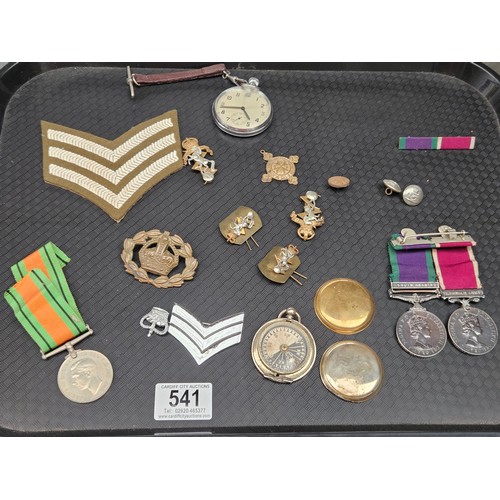 541 - Military items to include The Long Service and Good Conduct Medal and the Campaign Service medal awa... 