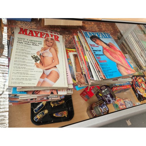 552 - A collection of vintage adult magazines to include Mayfair, Fiesta, etc, mainly from the 1970's and ... 